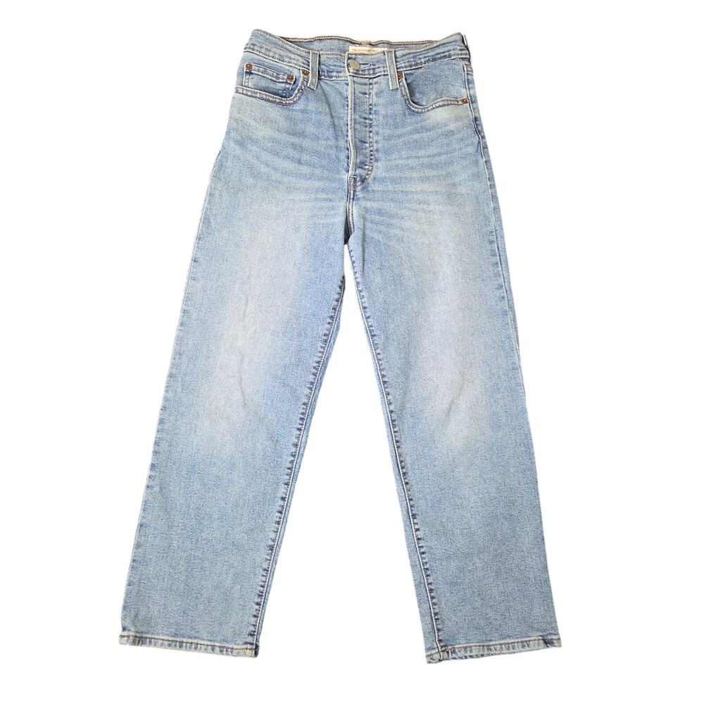 Levi's Ribcage Straight Ankle High-Rise Button Fly Jeans, Size  27, Light Wash